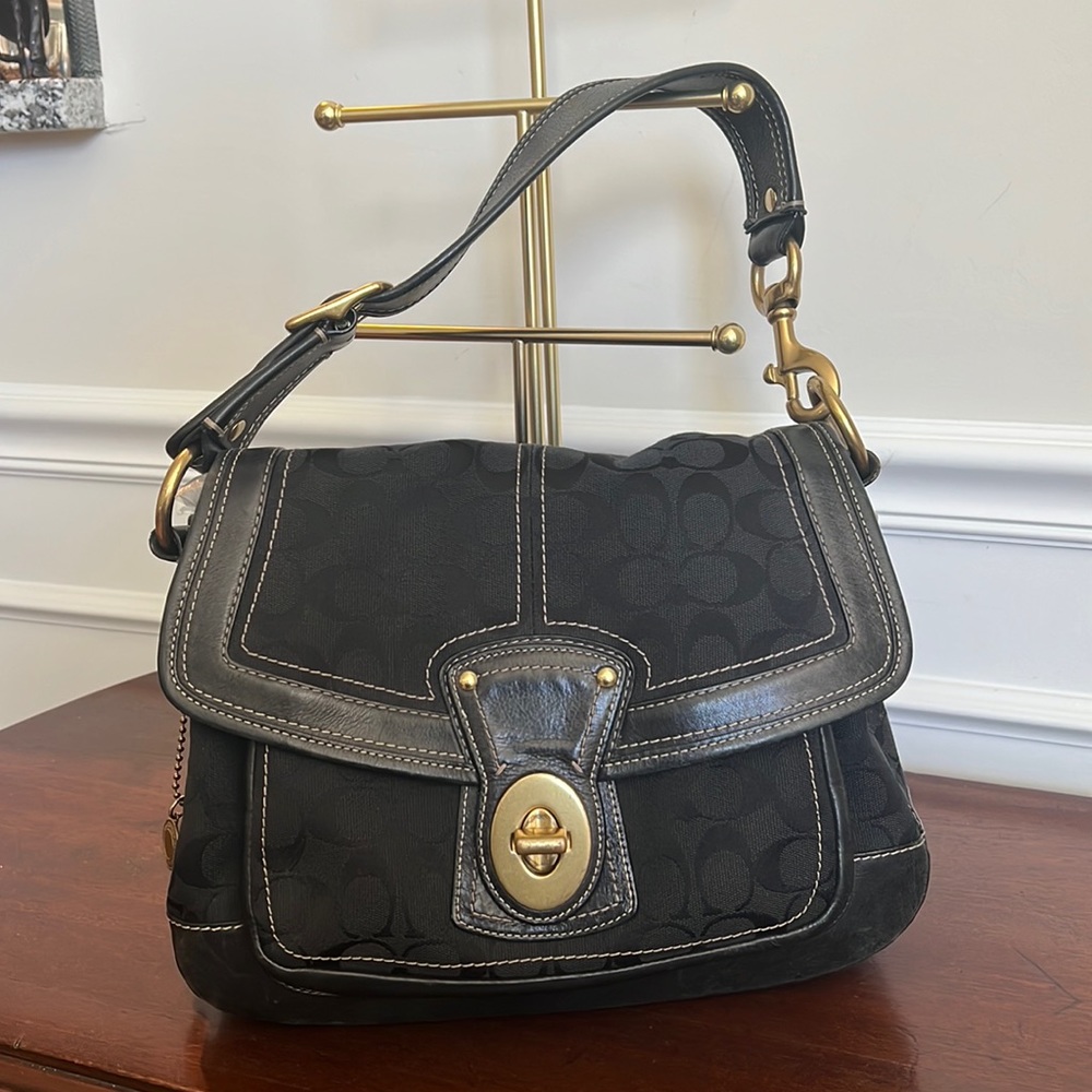 Coach Legacy Ali Black Signature Canvas & Leather 65th Anniversary Shoulder Bag